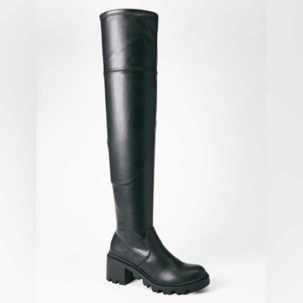 Black Lug Sole Over-The-Knee Boot- Never been Worn - Picture 1 of 4